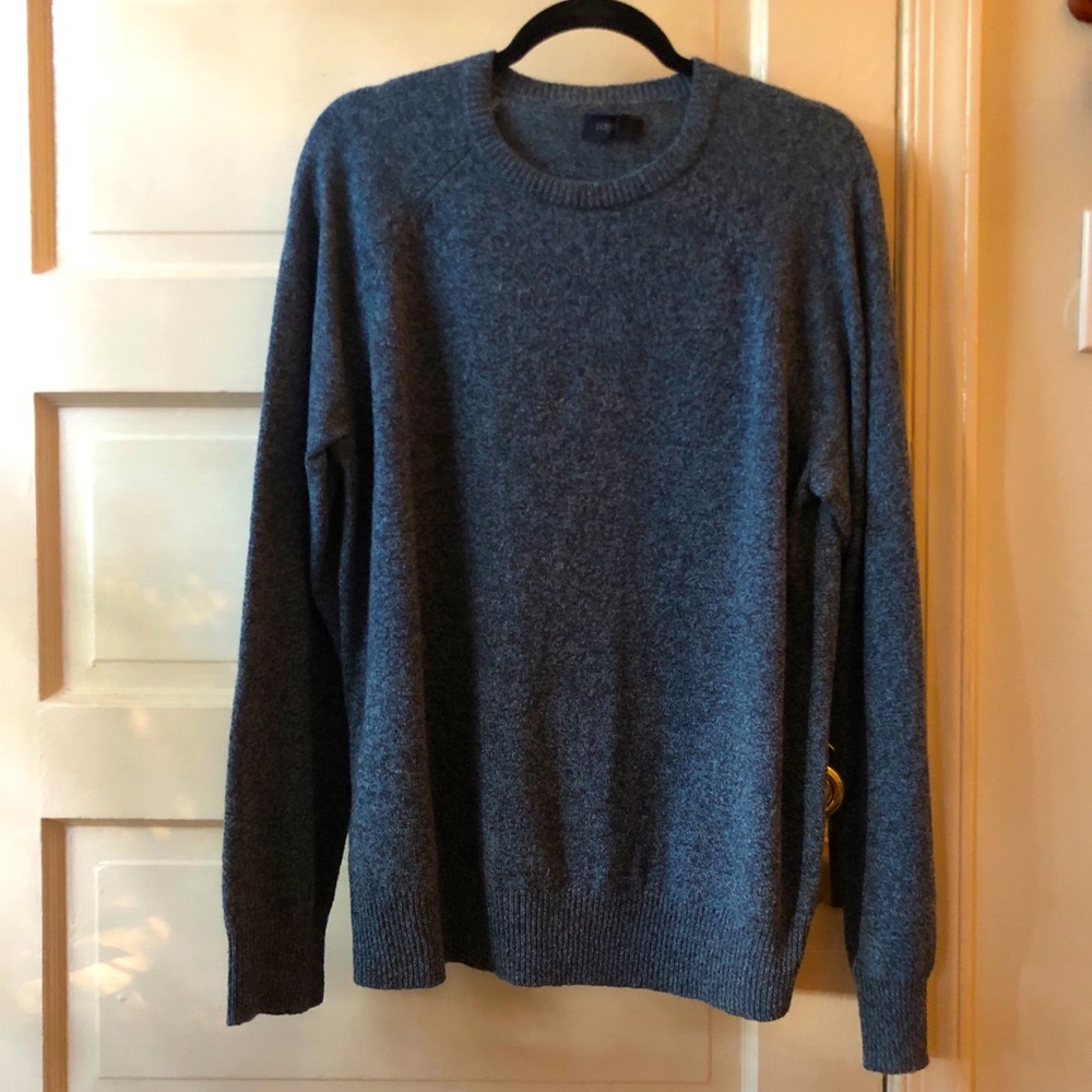 J Crew 100% Wool Blue Grey Sweater Large